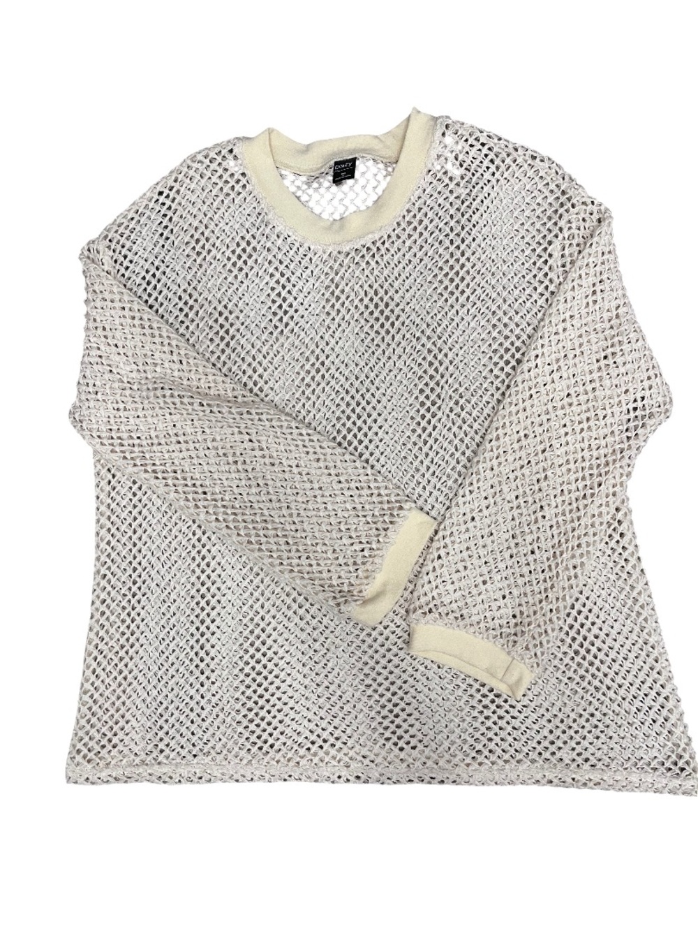 SHEIN Cream Open-Knit Mesh Sweater Top